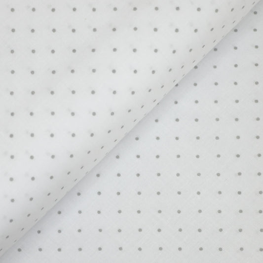 Swiss Grey Dot White 100% Cotton