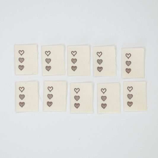 Three Heart Design Sew-On Labels 10pk