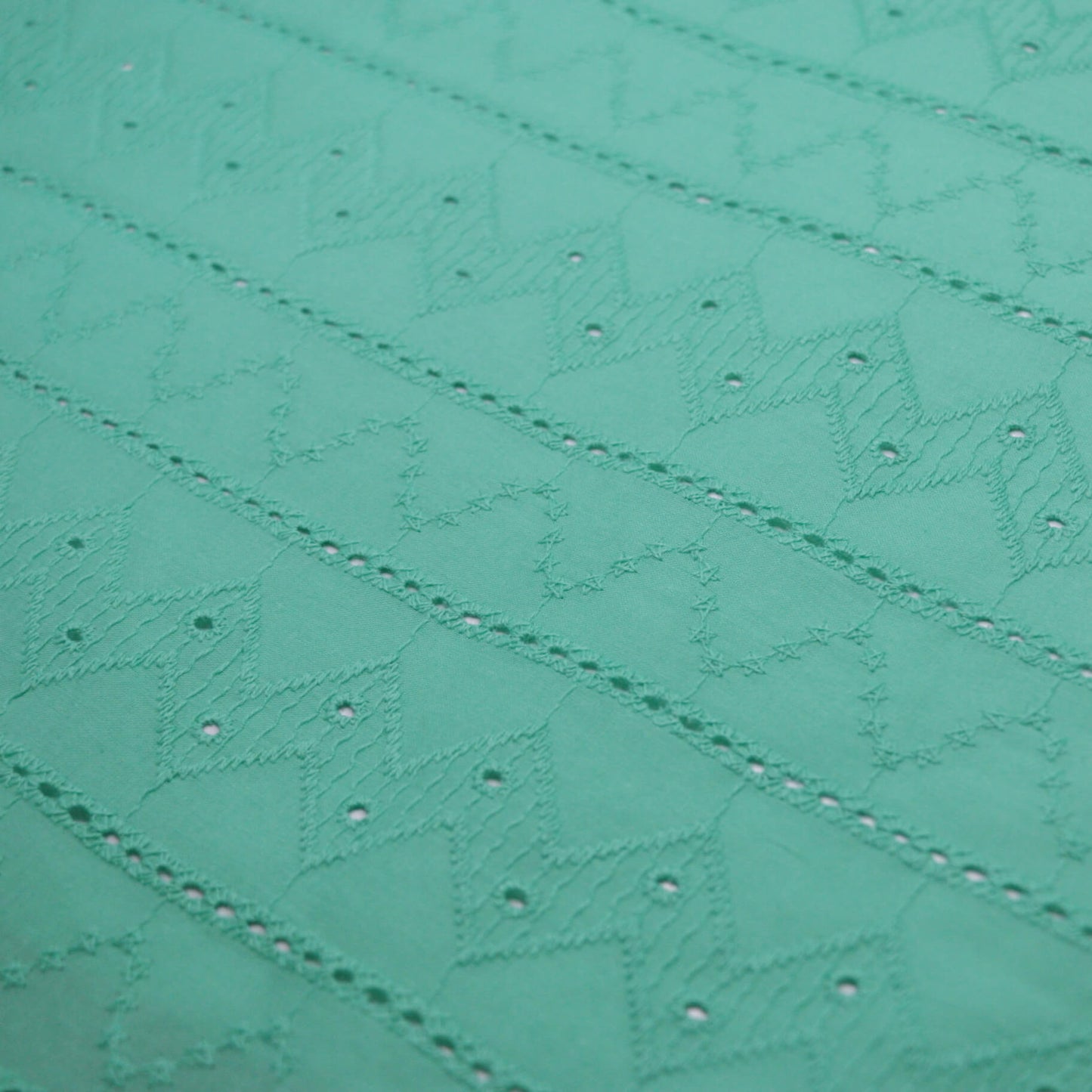 Turquoise Zig-Zag Broderie Anglaise per/metre