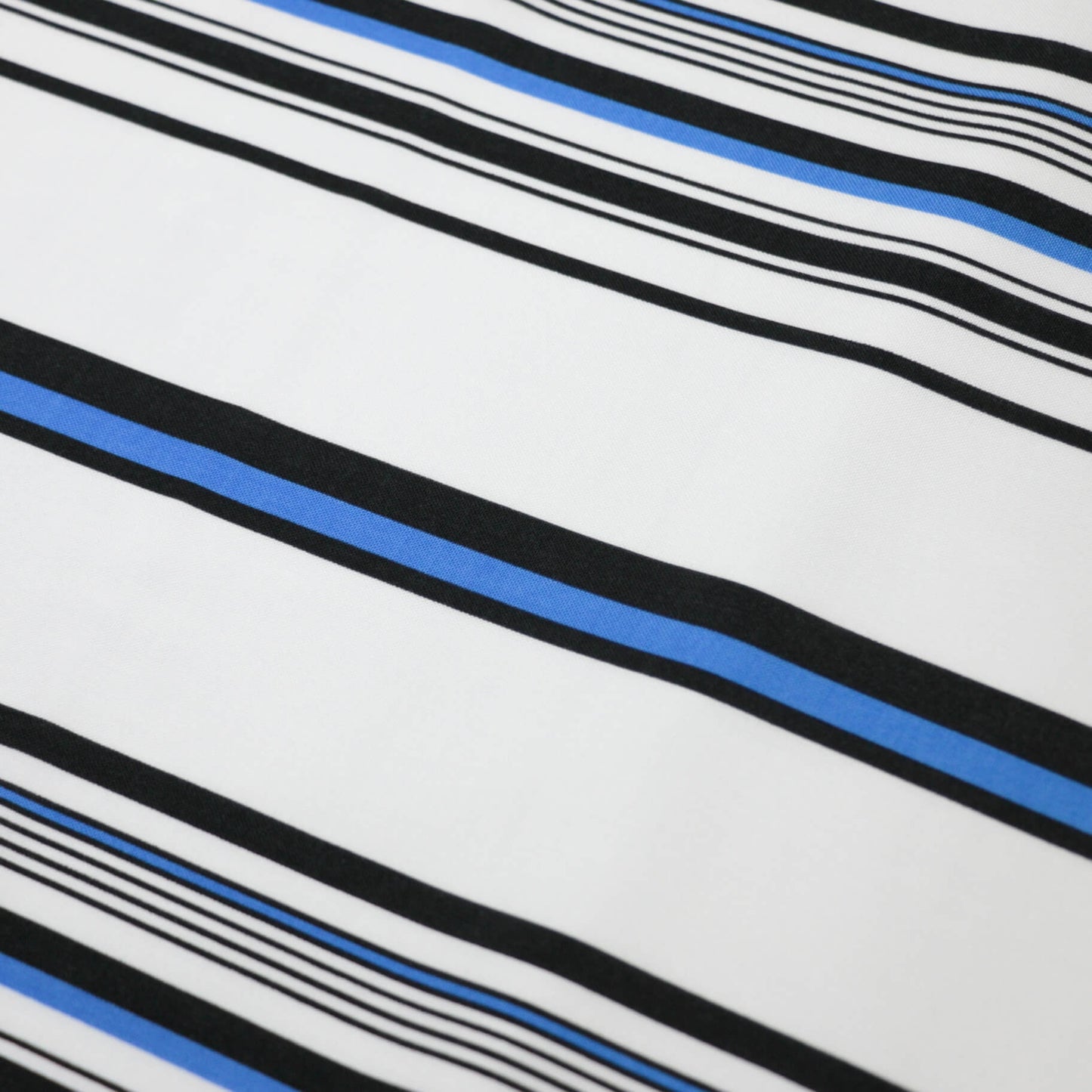 White & Blue Stripe Viscose 1m