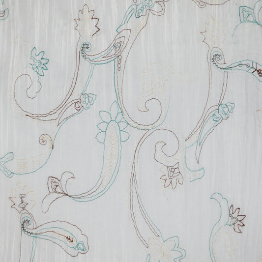 White Crinkle Embroidered Polycotton per/metre