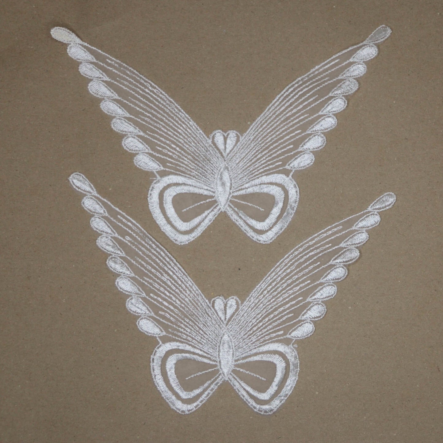 White Embroidered Lace Butterflies 2pk