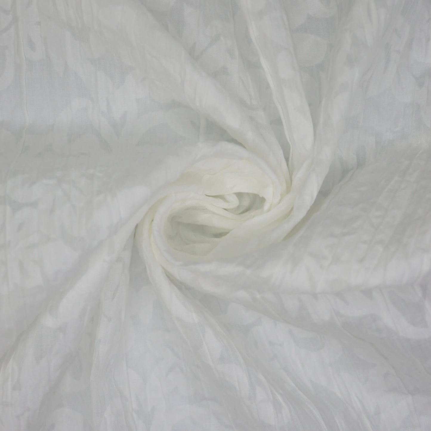 White Floral Crinkled Devore 1m