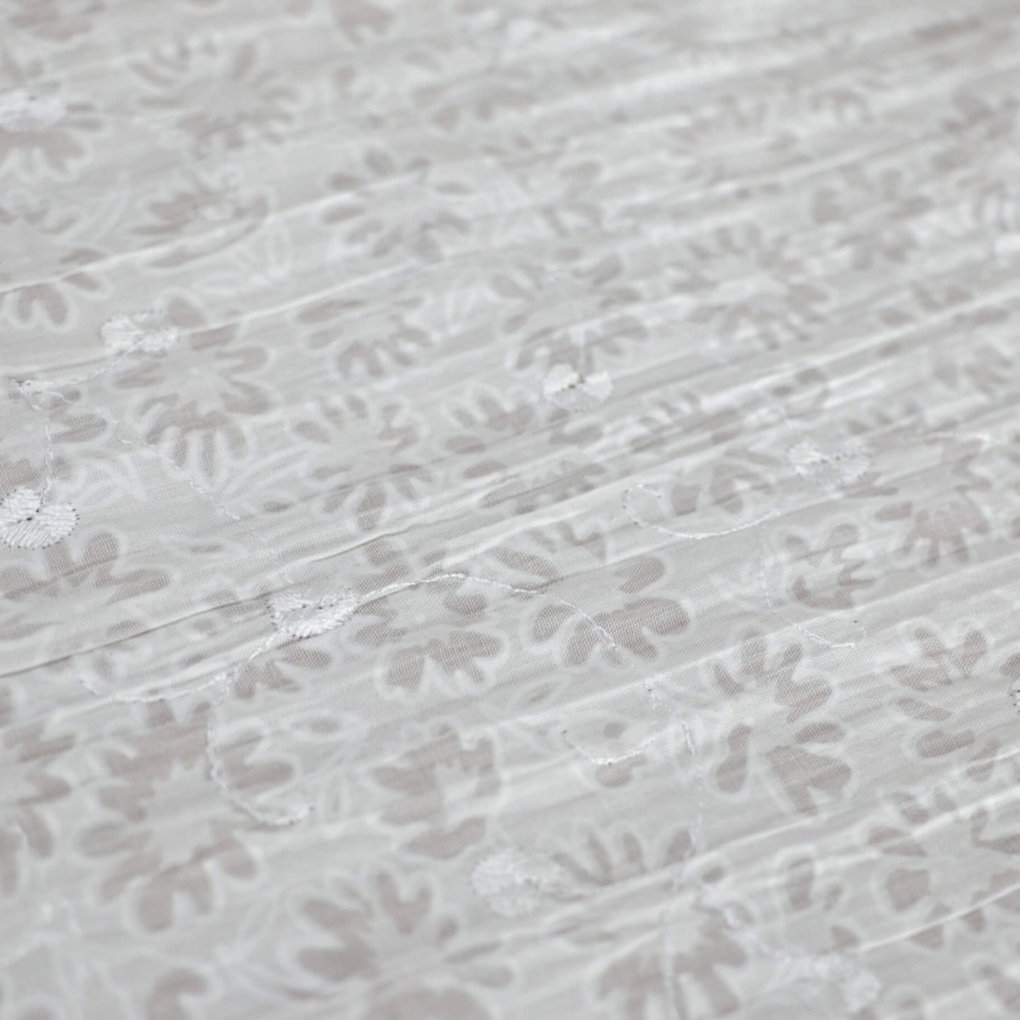 White Floral Embroidered Devore per/metre