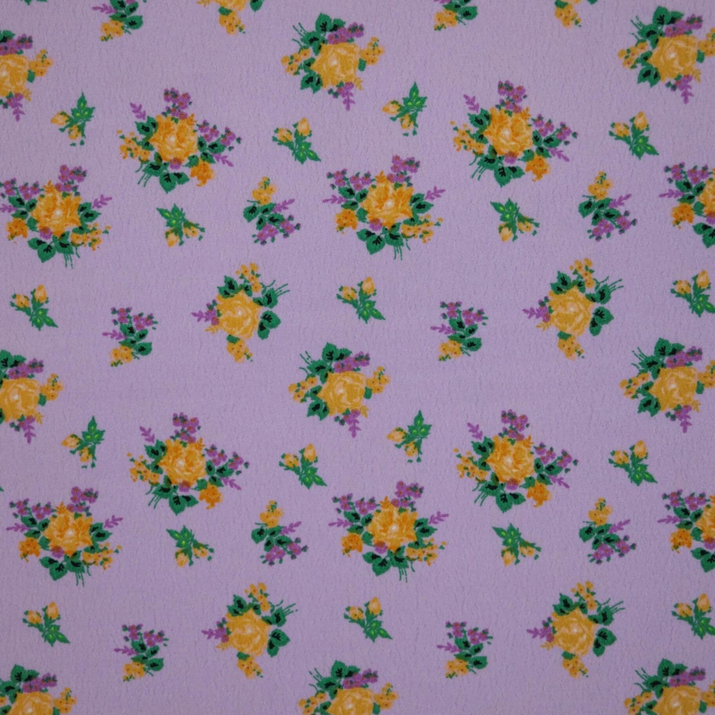 Yellow Flower Lavender Marocain Crepe 1m