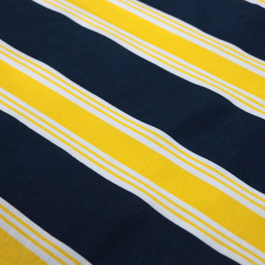 Yellow & Navy Stripe Cotton 1m