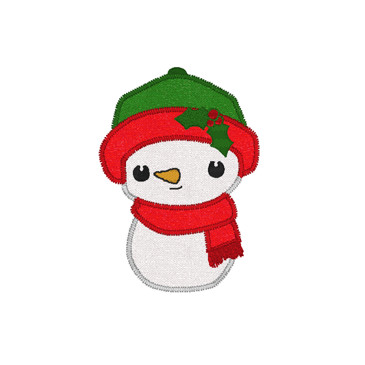 Cute Snowman Applique Embroidery File