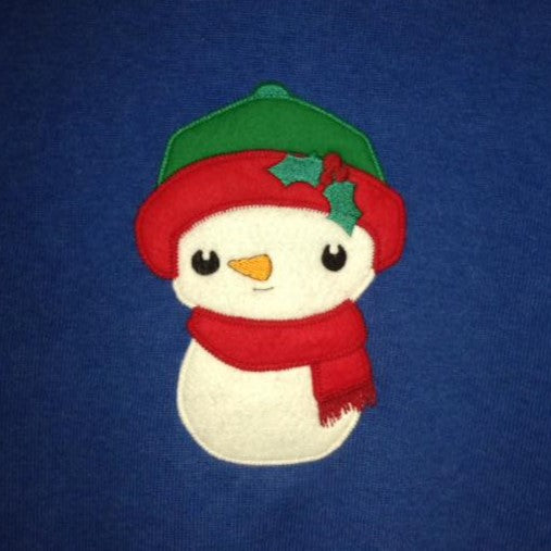 Cute Snowman Applique Embroidery File