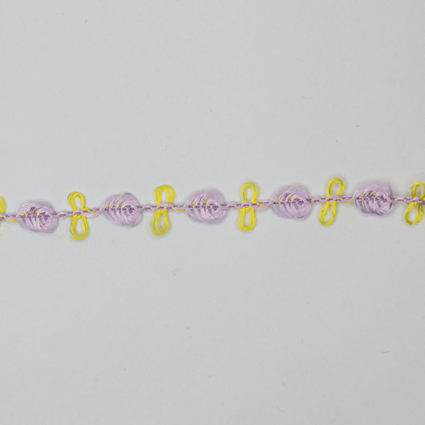 10mm Lilac with Yellow Silky Rose Lace Trim 3m