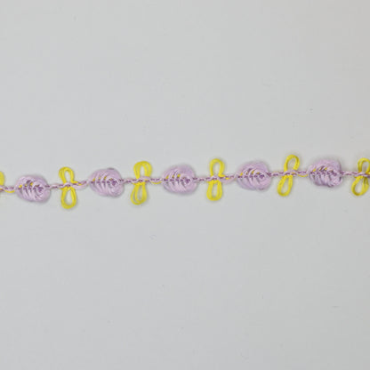 10mm Lilac with Yellow Silky Rose Lace Trim 3m