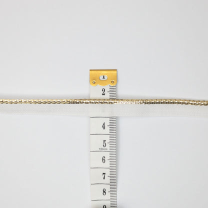 10mm White Piped Cord With Metallic Gold Edge Trim 2m
