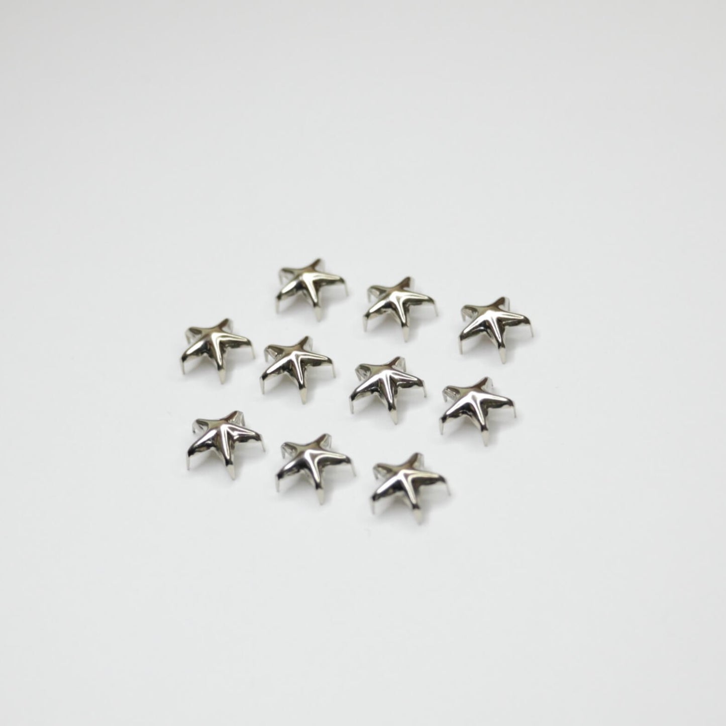10mm Silvery Iron Five Pointed Star Claw Rivets 10pk