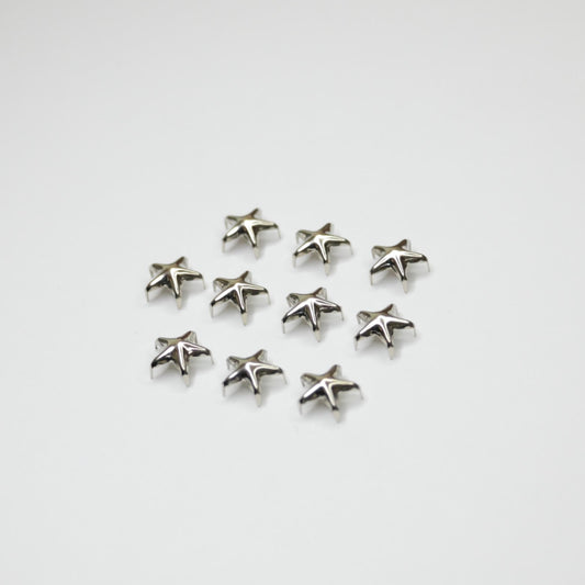 10mm Silvery Iron Five Pointed Star Claw Rivets 10pk