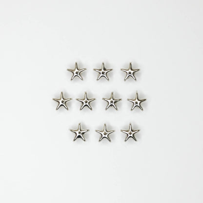 10mm Silvery Iron Five Pointed Star Claw Rivets 10pk