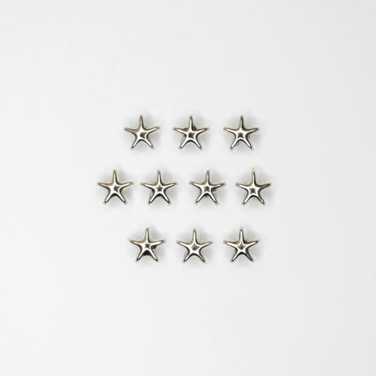 10mm Silvery Iron Five Pointed Star Claw Rivets 10pk