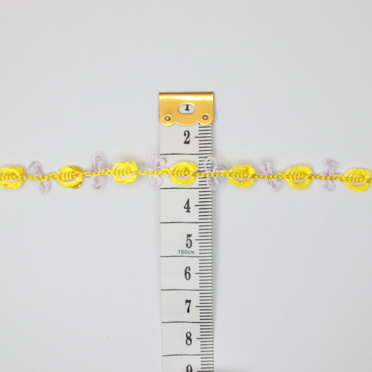 10mm Yellow with Lilac Silky Rose Lace Trim 3m