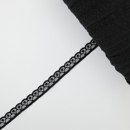 11mm Black Scalloped Edge Lace Trim 5m