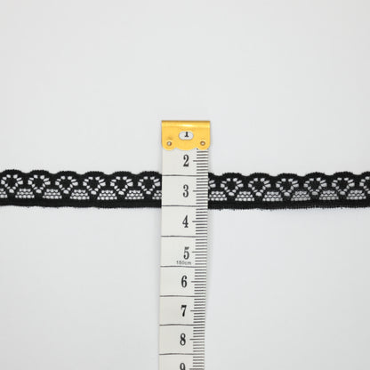 11mm Black Scalloped Edge Lace Trim 5m