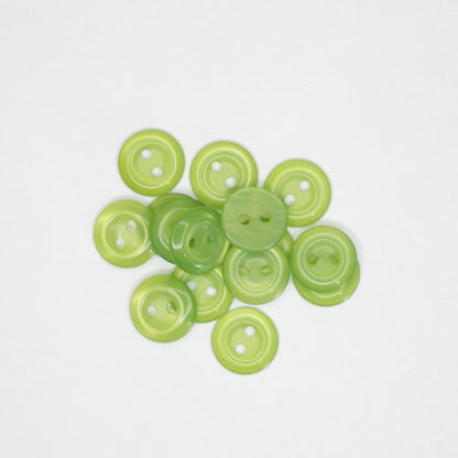 11mm Green Pearlescent Plastic 2-Hole Buttons 15pk