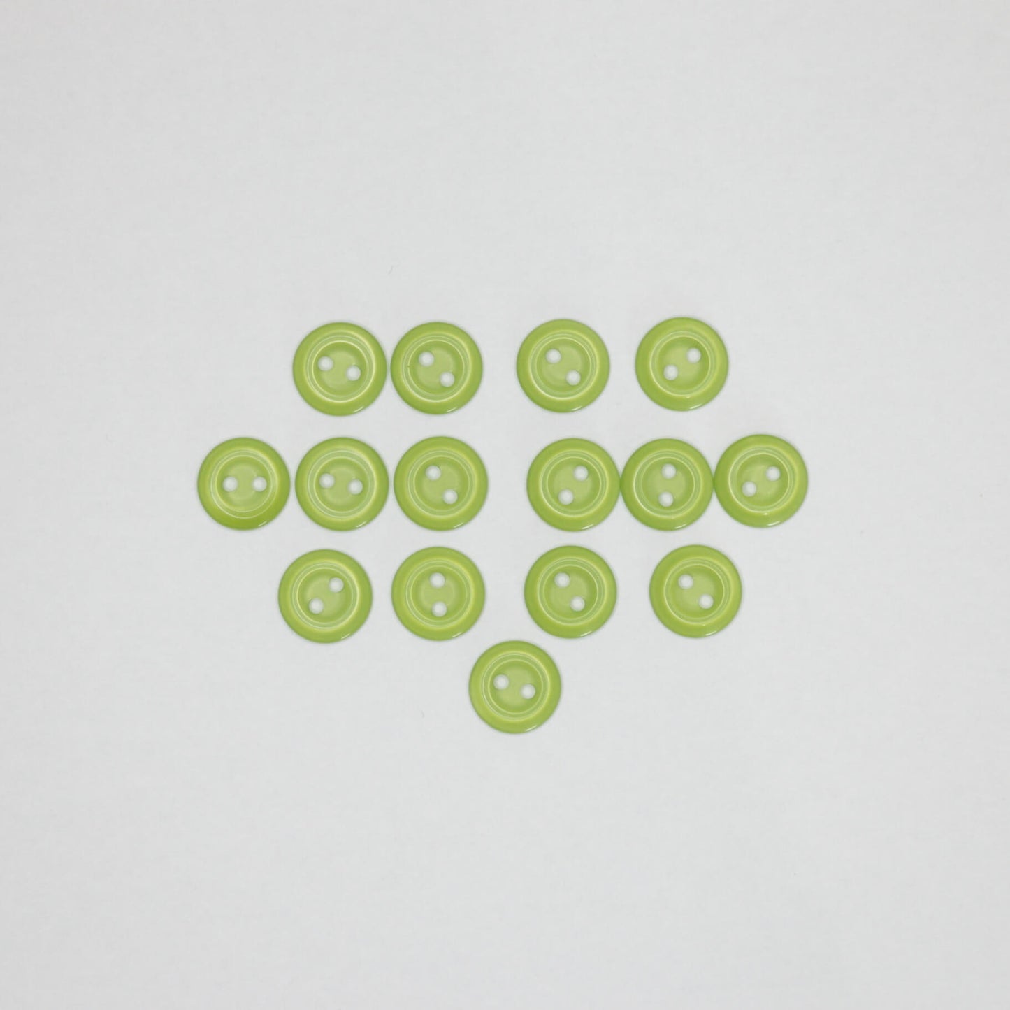 11mm Green Pearlescent Plastic 2-Hole Buttons 15pk