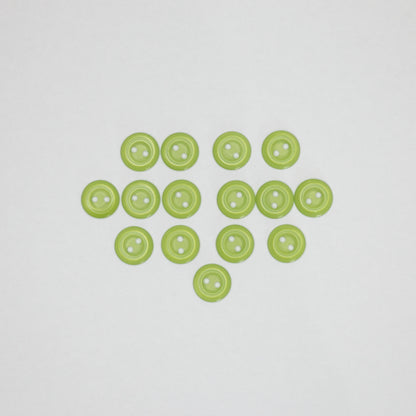 11mm Green Pearlescent Plastic 2-Hole Buttons 15pk