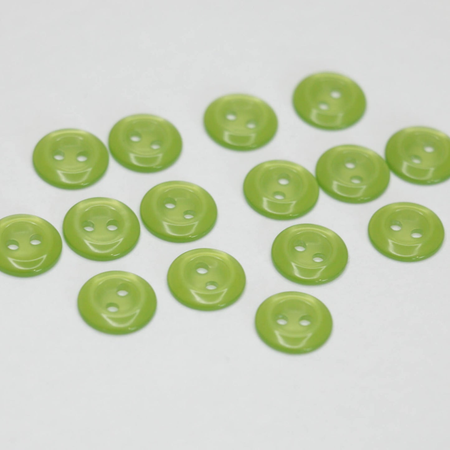 11mm Green Pearlescent Plastic 2-Hole Buttons 15pk