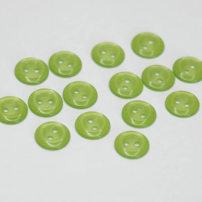 11mm Green Pearlescent Plastic 2-Hole Buttons 15pk