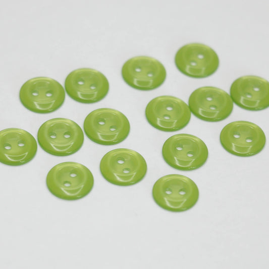 11mm Green Pearlescent Plastic 2-Hole Buttons 15pk