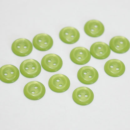 11mm Green Pearlescent Plastic 2-Hole Buttons 15pk