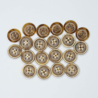 11mm Tan & Brown Horn 4-Hole Buttons 20pk
