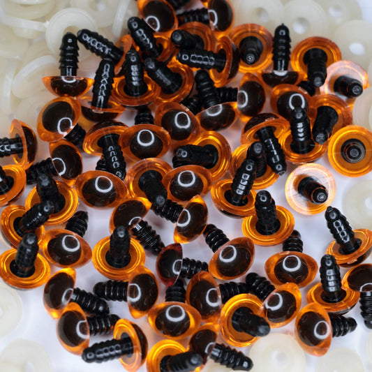 12mm Orange Teddy Bear Safety Eyes 5 Pairs