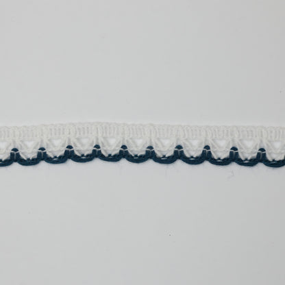 12mm White Lace with Navy Coloured-Edge per/metre