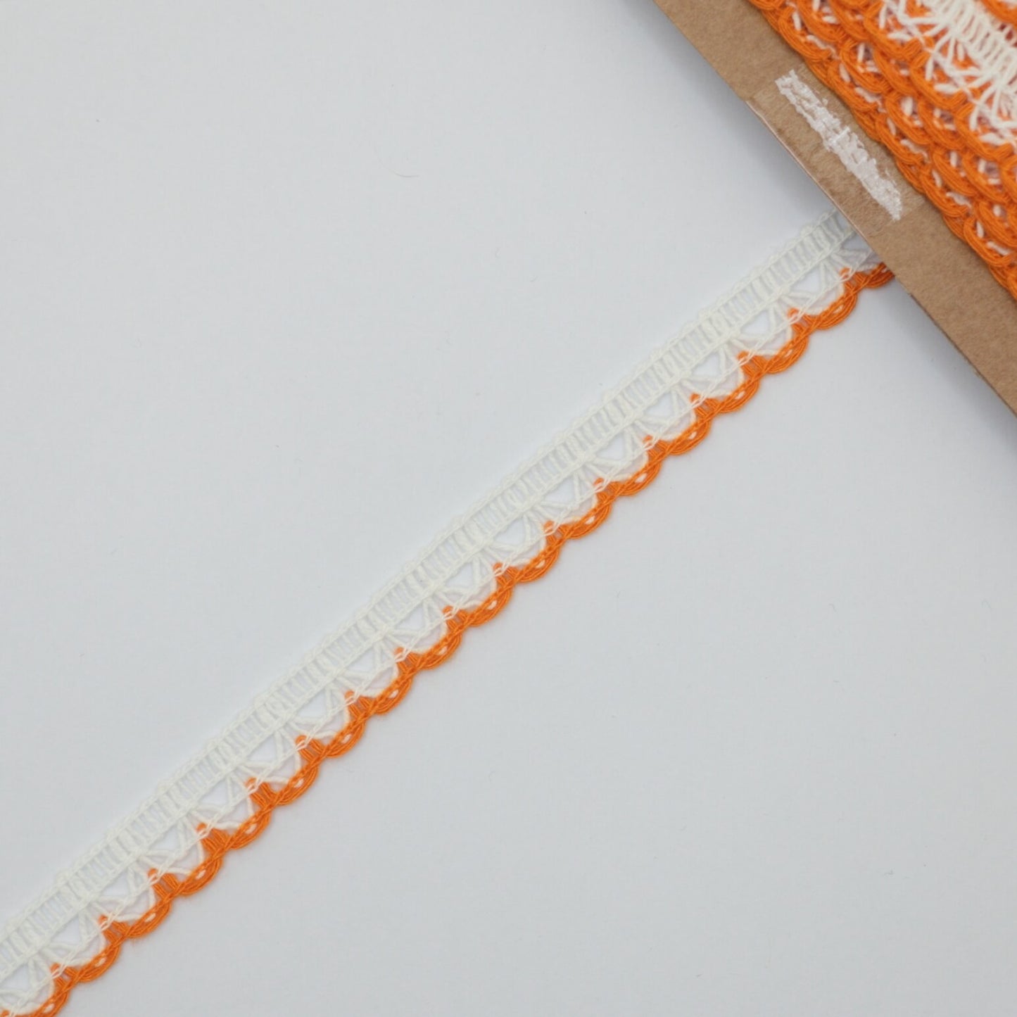 12mm White Lace with Orange Coloured Edge 2m