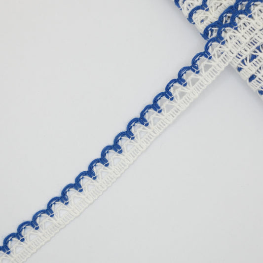 12mm White Lace with Royal Blue Coloured Edge 2m