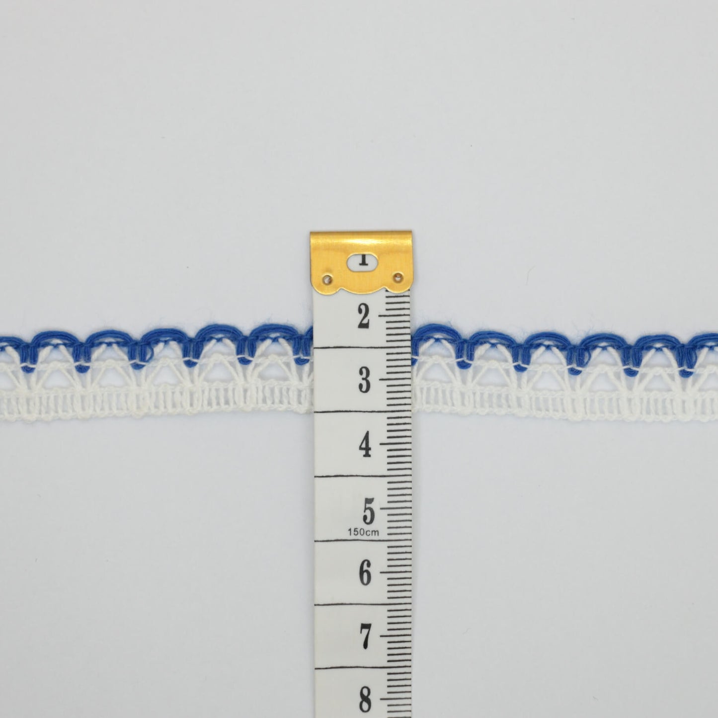 12mm White Lace with Royal Blue Coloured Edge 2m