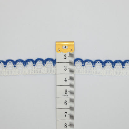 12mm White Lace with Royal Blue Coloured Edge 2m