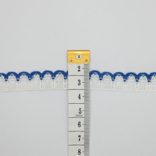 12mm White Lace with Royal Blue Coloured Edge 2m