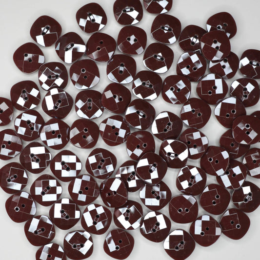 13mm Brown Square Facet Buttons 12pk