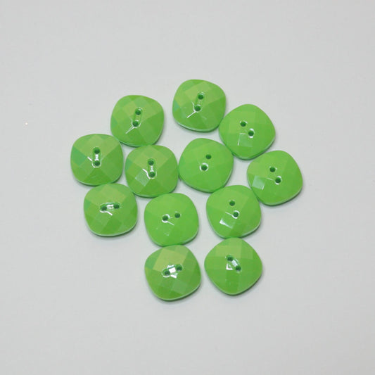 13mm Green Square 2-Hole Buttons 12pk