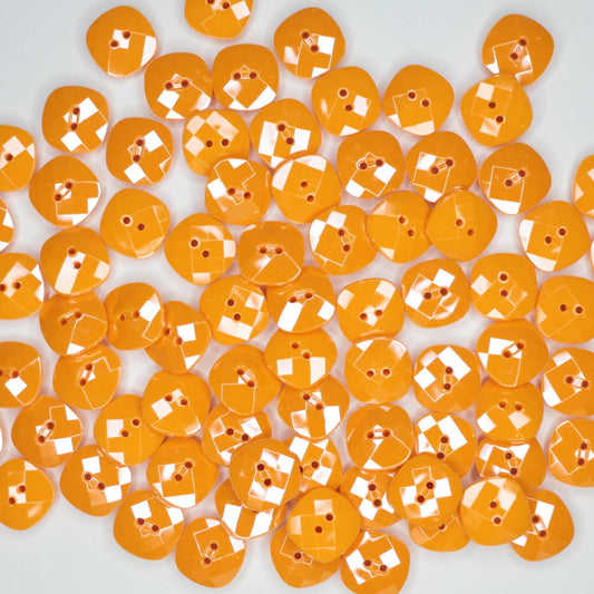 13mm Orange Square Facet Buttons 12pk