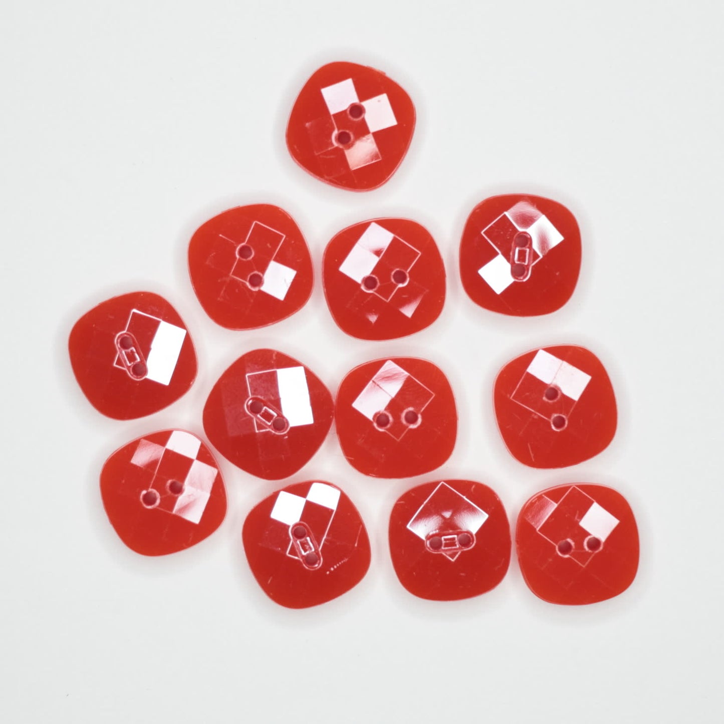 13mm Red Square Facet Buttons 12pk