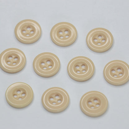 14mm Cream 4-Hole Buttons 10pk