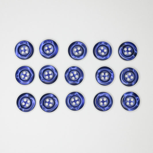 14mm Deep Blue 4-Hole Buttons 15pk