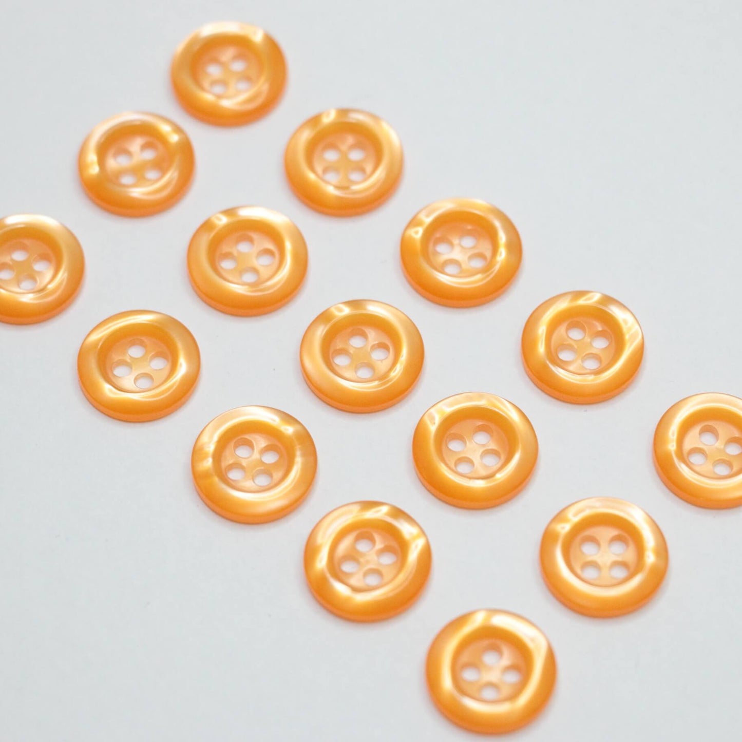 14mm Pumpkin Pearlescent Plastic 4-Hole Buttons 15pk