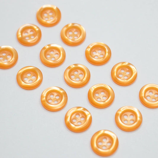 14mm Pumpkin Pearlescent Plastic 4-Hole Buttons 15pk