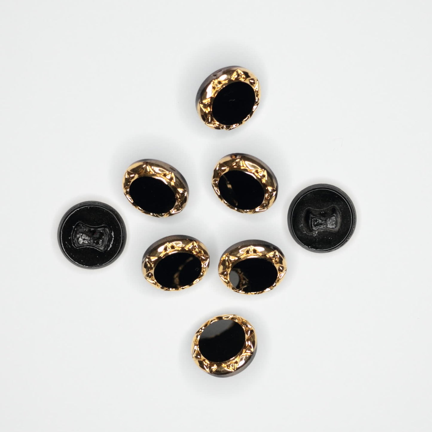 14mm Black/Gold Shank-Hole Buttons 8pk