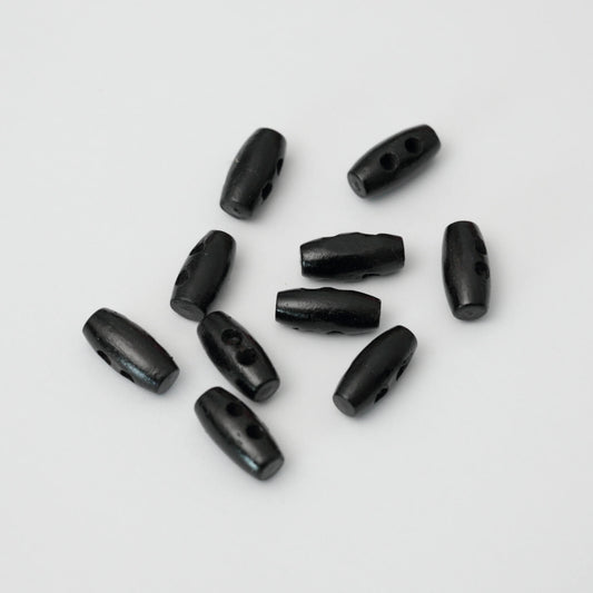 15mm Black Mini 2-Hole Toggle Buttons 10pk