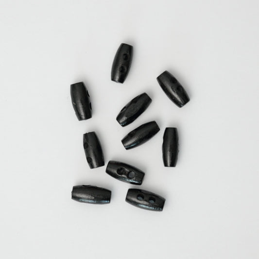 15mm Black Mini 2-Hole Toggle Buttons 10pk