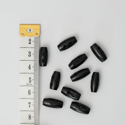 15mm Black Mini 2-Hole Toggle Buttons 10pk