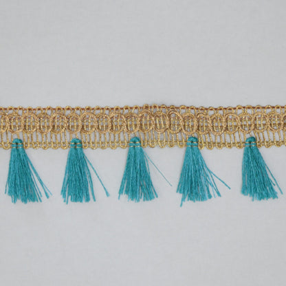 15mm Blue Gold Tassel Trim per/metre